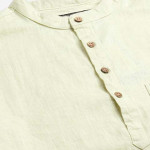 Men Lime Green Solid Straight Pure Cotton Short Kurta