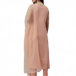 Women's Peach Poly Crepe Kurta With Pant And Dupatta