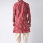 Men Red & Cream Printed Kurta with Patiala