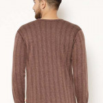 Men Pack Of 2 Brown Striped Thermal Tops