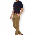 Slim Fit Men Beige Cotton Blend Trousers