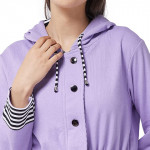 Women's Lavender Hooded Regular Jacket