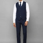 Men Navy Blue Slim Fit Single Breasted 3-Piece Formal Suit